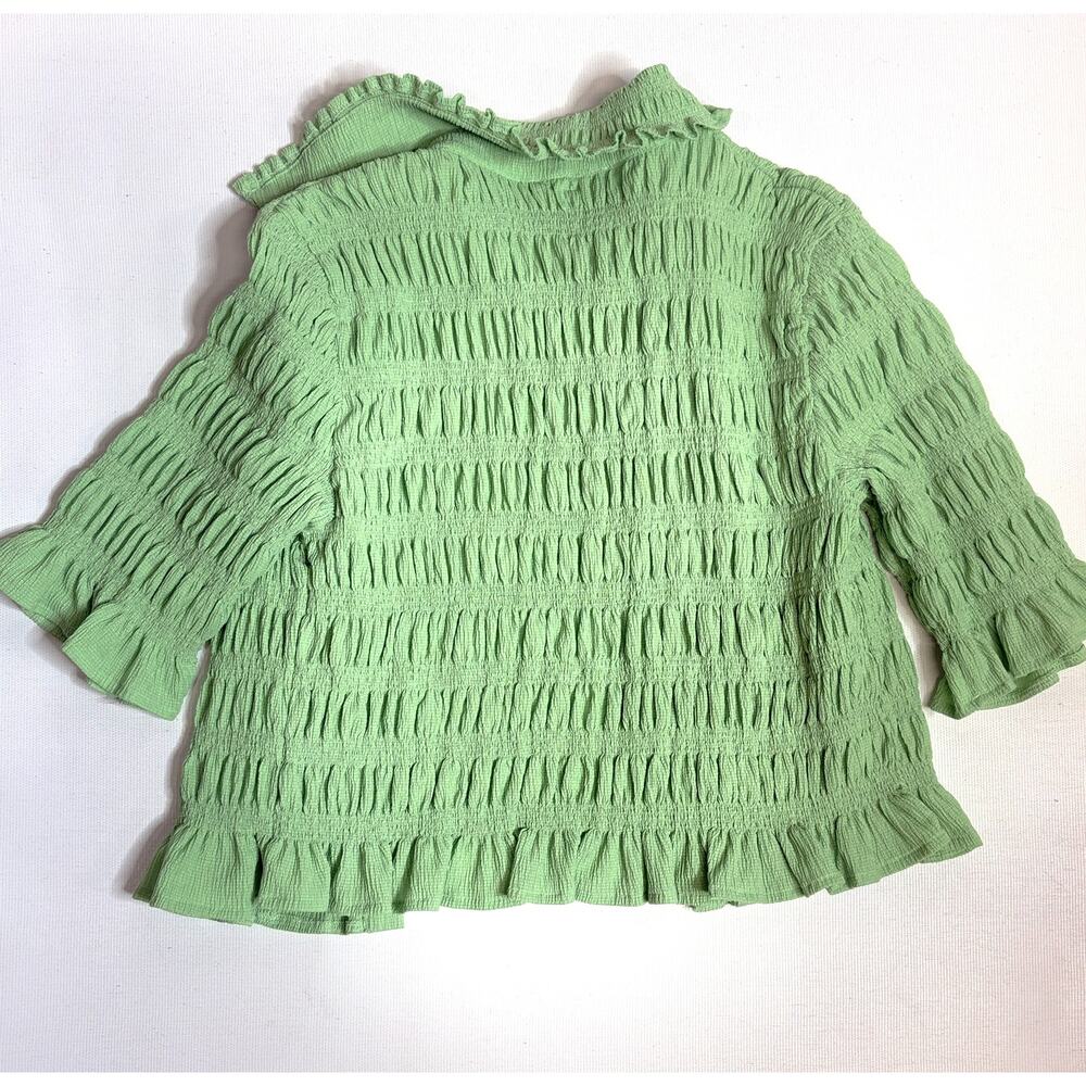 Maeve by Anthropologie Textured Crinkle Cardigan Sweater | Size Small | green - Picture 5 of 6